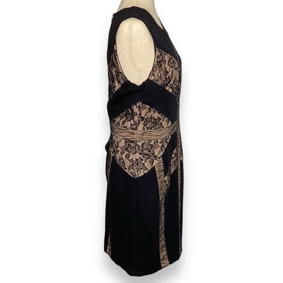 BCBGMAXZARIA Raina Sheath Knee Length Dress In Tan Black Women’s Size Large - Picture 3 of 9